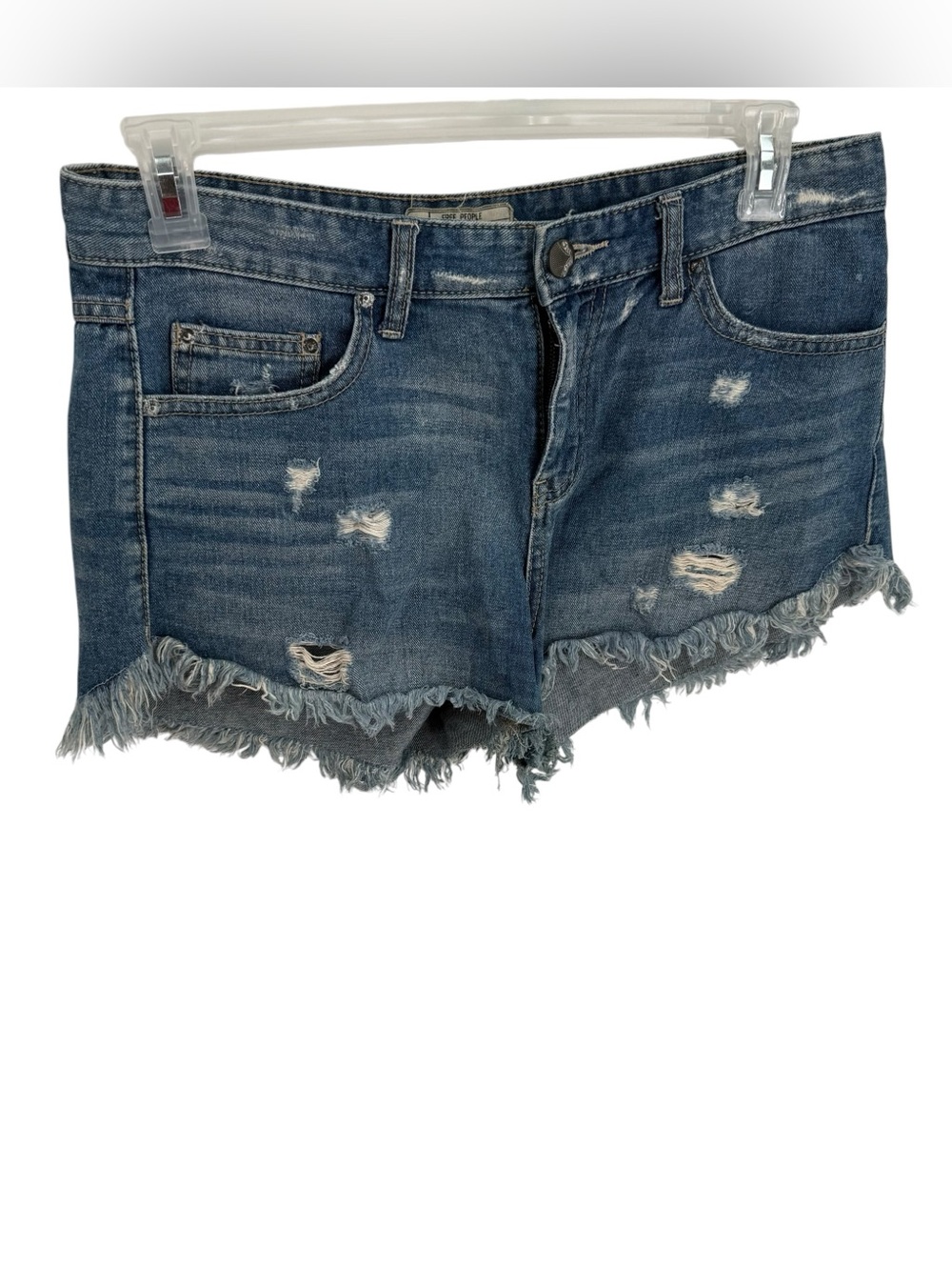 Free People Cutoff Denim Shorts Size 29 Distressed Micro Mini Jean Frayed